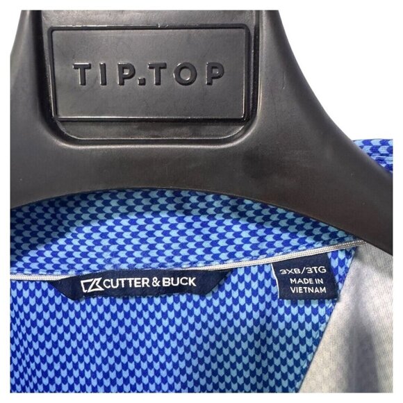 Cutter And Buck Mens 3XB Blue abstract Short Sleeve Golf Polo Shirt - Picture 3 of 4